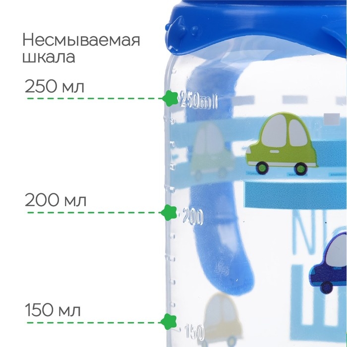 Бутылочка для кормления &laquo;Малыш&raquo;, классическое горло, с ручками, 250 мл, от 0 мес., цвет синий