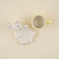 Чайная пара керамическая SL Home &laquo;Пасхальные кролики&raquo;, 2 предмета: чашка 300 мл, блюдце d=9 см, цвет белый