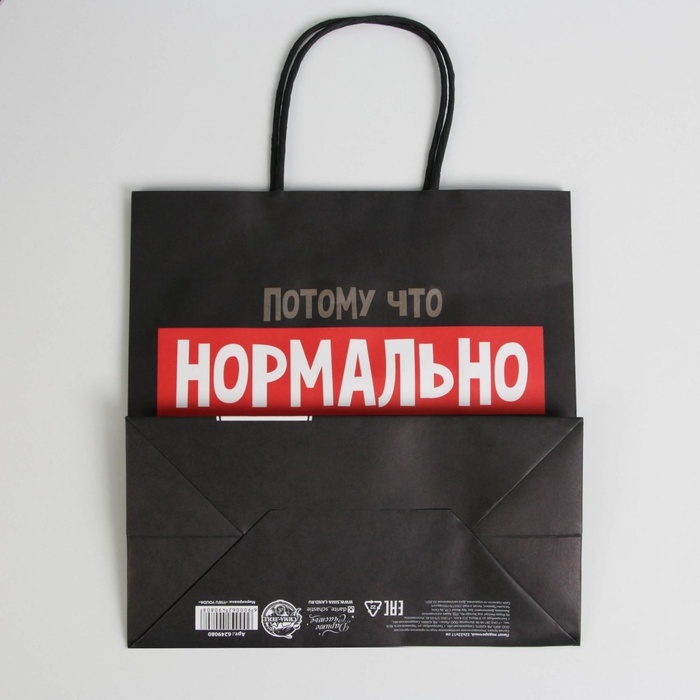 Пакет подарочный новогодний &laquo;Нормально надо отвечать&raquo;, 22 х 22 х 11 см