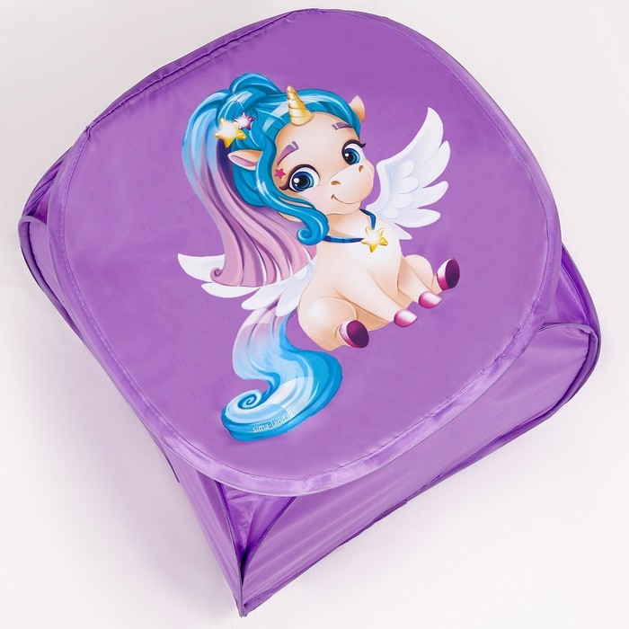 Корзина для хранения игрушкек &laquo;Волшебный единорог&raquo;, 45 х 45 х 43 см, фиолетовая