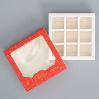 Коробка под 9 конфет с ячейками &laquo;Красивый новый год&raquo; 14.5 х 14.5 х 3.5 см, Новый год