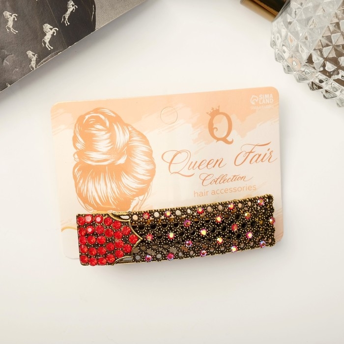 Заколка-автомат для волос "Аиша" 8 см, красно-золотой