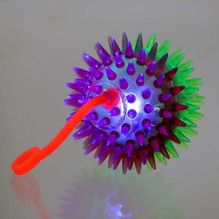 Мяч световой на резиночке, 6,5 см, прозрачный, набор 3 шт, МИКС