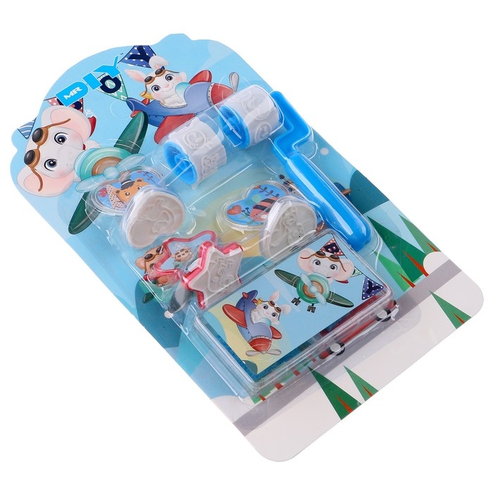 Печать цветная &laquo;Зверята&raquo; , набор 3 шт., ролик-печать с 2 насадками, штемпельная подушка