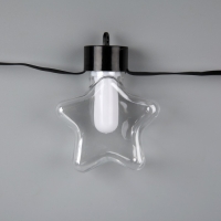 Умная гирлянда &laquo;Нить&raquo; 6 м с насадками &laquo;Звёздочки&raquo;, IP20, тёмная нить, 20 LED, свечение RGB, USB