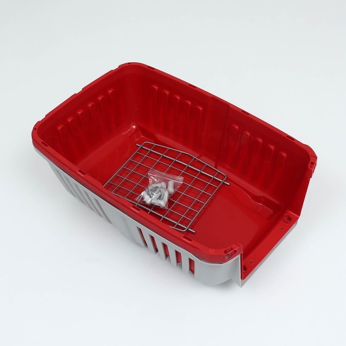 Переноска для животных пластиковая 47 х 30 х 35 см, вес до 9 кг, красная