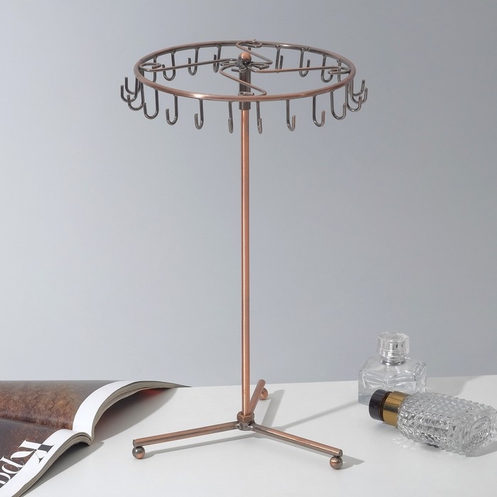 Подставка для украшений &laquo;Вешалка&raquo;, 23 крючка, 31&times;33 см, цвет медный