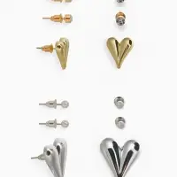 Набор серьги 6 пар &laquo;Сердце&raquo; бусины, цветной