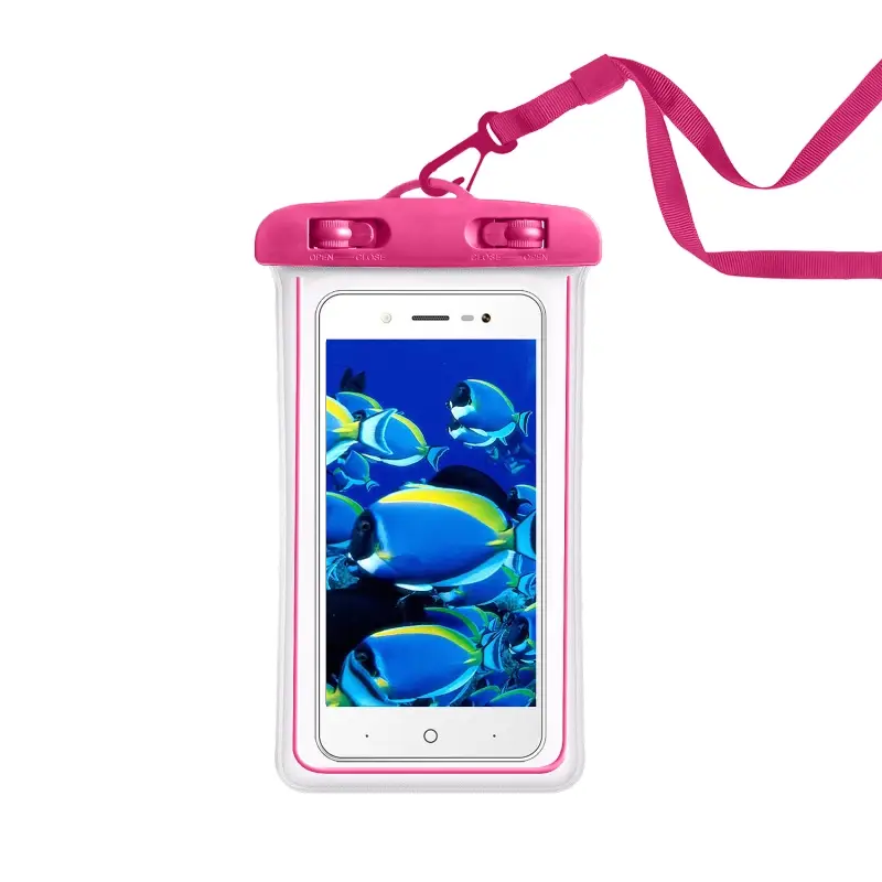 Чехол влагоустойчивый max 6,7" светящийся розовый