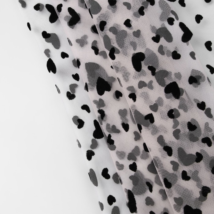 Сетка с флоком &laquo;Сердечки&raquo;, 150 см, 1 &plusmn; 0,2 м, цвет бежевый