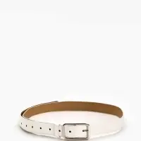 Ремень жен 05-01-02-01, Июнь2505, 3*0,3*110 см, без винта, пряж мат металл, 1 прокол, белый   109031