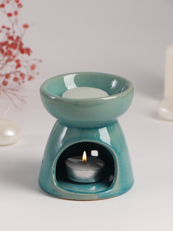 Набор: аромалампа для эфирных масел, мелтсы из воска ароматические &laquo;Слон со слонёнком&raquo;, бирюза, 10&times;10&times;9 см