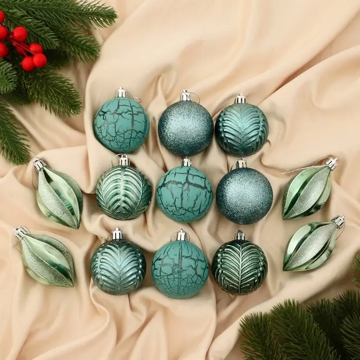 Ёлочные игрушки &laquo;Мелодия&raquo;, пластиковые, набор 13 шт., 6 см, зелёный