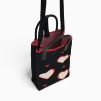 Сумка подр Сердца, 12*4*17, отд на кнопке, дл ремень, черный