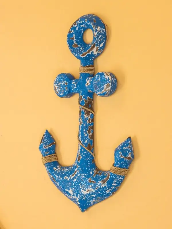 Декор интерьерный "Якорь" дерево 23х2х40 см, цв. ярко-синий