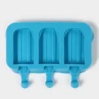 Форма для мороженого &laquo;Эскимо макси&raquo;, силикон, 19.5&times;14.5&times;2.5 см, 3 ячейки (8.2&times;4.6 см), МИКС