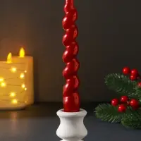 Свеча витая LUXURY, 25&times;170 мм, лакированная, красная