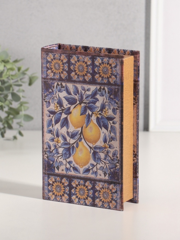 Сейф-книга дерево кожзам "Лимоны и подсолнухи" 21х13х5 см