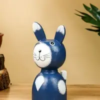 Набор сувенирный "Зайки" дерево H 14, 12, 9 см, цв. синий