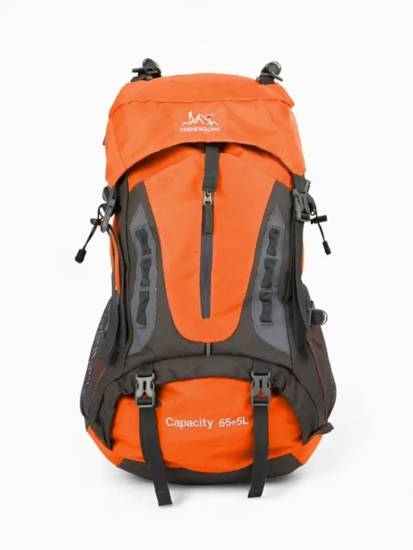 Рюкзак тур 65+5л, 30*20*53, отдел на шнурке, 5нар+2вн кармана, цвет оранжевый