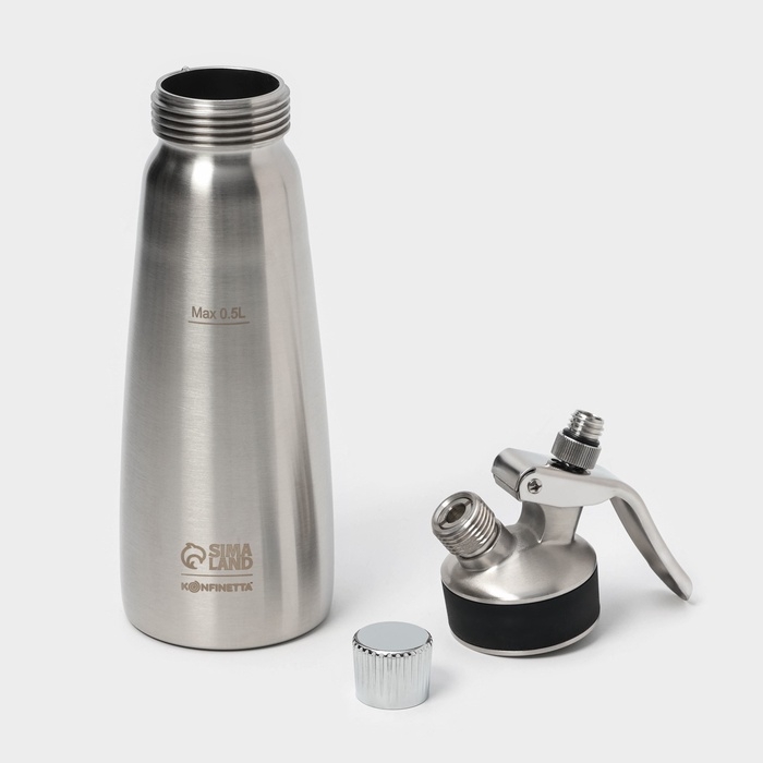 Кремер-сифон для взбивания сливок KONFINETTA, 500 мл, 3 насадки, нержавеющая сталь