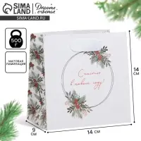 Пакет подарочный новогодний ламинированный квадратный &laquo;Зима&raquo;, 14 х 14 х 9 см