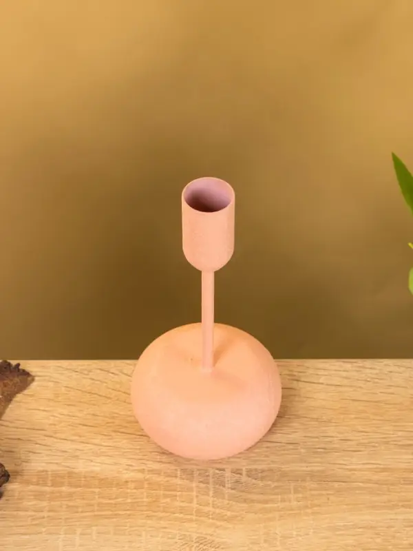 Подсвечник на 1 свечу текстурный "Пудровый розовый" 8х8х15,5 см