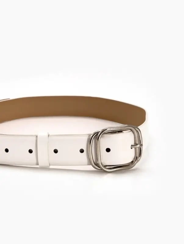 Ремень жен 06-01-02-01, Июнь2504, 3,2*0,3*110 см, без винта, пряж металл, 1 прокол, белый