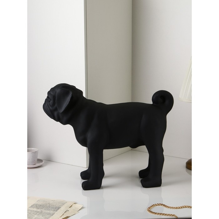 Фигура &laquo;Мопс&raquo;, полистоун, 48 см, цвет чёрный матовый