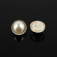 Набор пуговиц на ножке, d = 15 мм, 10 шт, цвет жемчужный/золотой