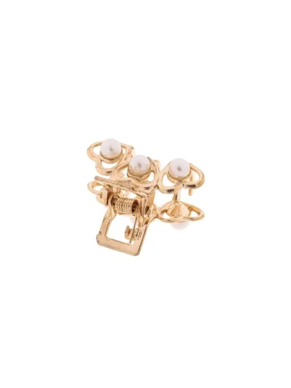 Крабик для волос &laquo;Маргарита&raquo;, сердечки жемчуг, 3 см, золото