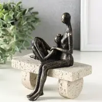 Сувенир полистоун "Абстракция. Мама и ребенок на скамейке" бронза с бежевым 17,5х10,5х19 см   109027