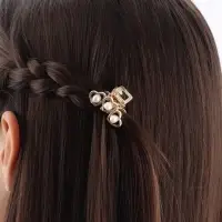 Крабик для волос &laquo;Маргарита&raquo;, сердечки жемчуг, 3 см, золото