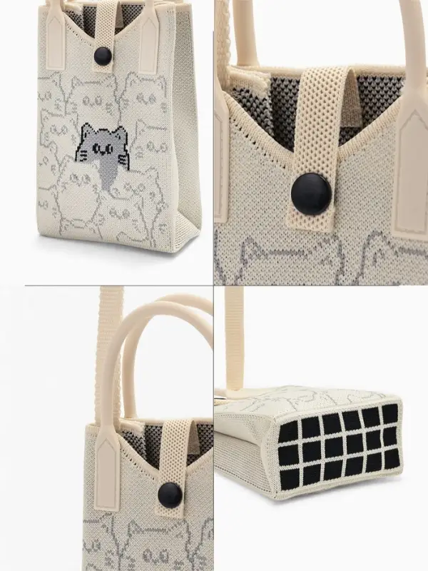 Сумка подр Коты, 12*4*17, отд на кнопке, дл ремень, белый