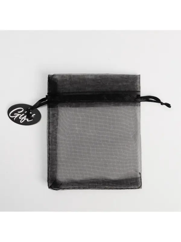 Мешочек подарочный органза черный &laquo;Подарок&raquo;, с шильдиком, 10 х 12 см +/- 1.5 см