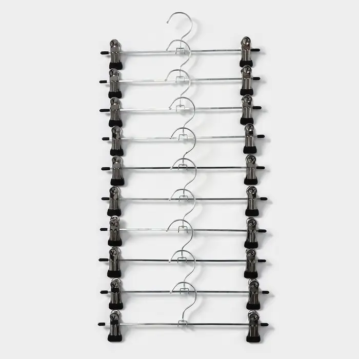 Вешалка для брюк и юбок с зажимами, 30&times;10 см, серебряная