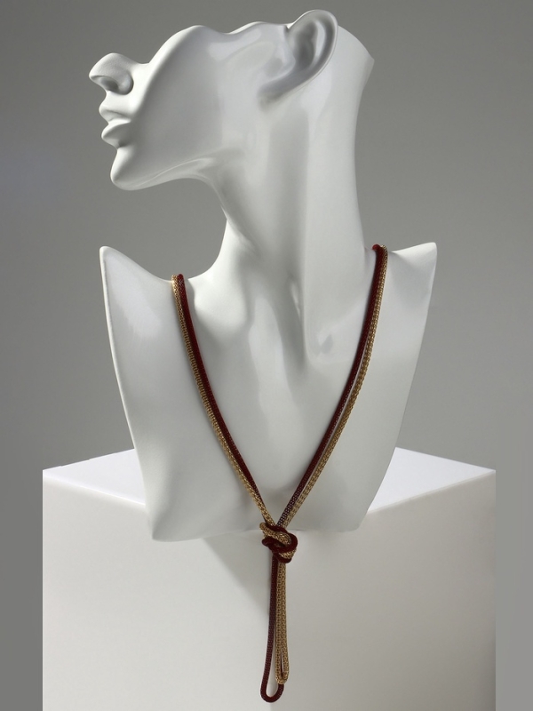 Бусы 2 нити &laquo;Трансформер&raquo; (несколько способов носки), цвет красно-золотой, 118 см