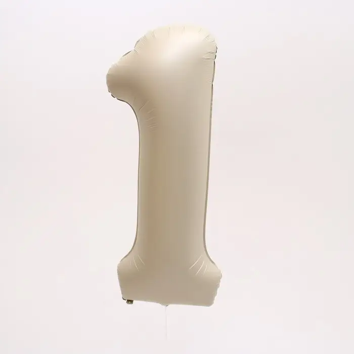 Шар фольгированный 40" Цифра 1, цвет взбитые сливки