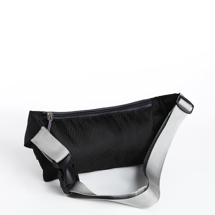 Поясная сумка на молнии, с карманом, разъем для USB, чёрный
