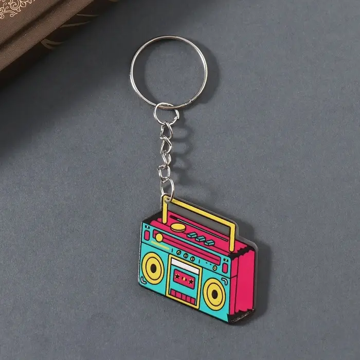 Брелок акрил двусторонний "Магнитофон" 4,1х3х0,2 см