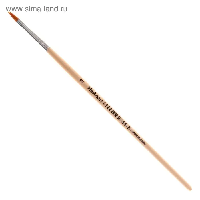 Кисть ворс "Нейлон", плоская, № 3, ручка из дерева