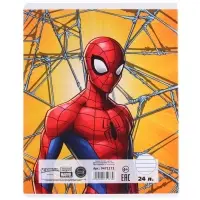 Тетрадь в линейку 24 листа, 5 видов МИКС, тиснение, обложка мелованный картон, &laquo;Человек-паук&raquo;