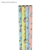 Карандаш чернографитный с ластиком &laquo;Единороги&raquo;, твердость НВ, корпус круглый, МИКС (штрихкод на штуке)