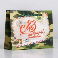 Пакет подарочный ламинированный, упаковка, &laquo;С 23 февраля&raquo;, S 15 х 12 х 5.5 см