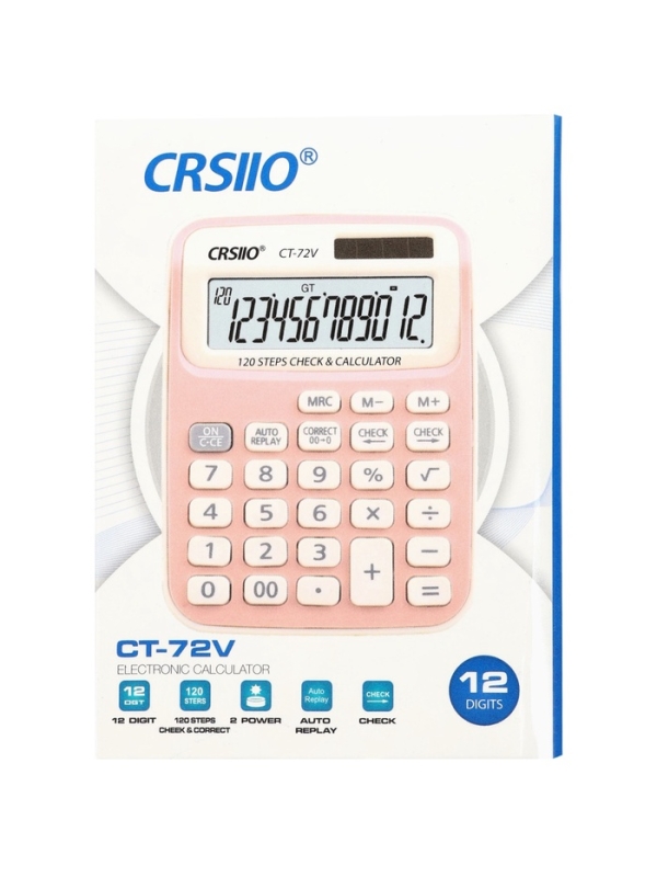 Калькулятор настольный 12-разрядный CT-72V, голубой