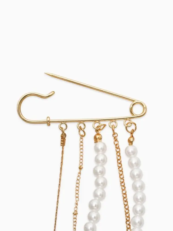 Булавки "Аксельбант", жемчуг, цвет белый в золоте
