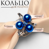 Кольцо для платка &laquo;Черничка&raquo;, цвет синий в серебре