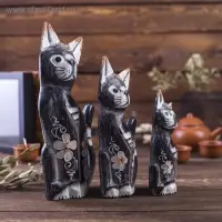 Сувенирный набор дерево "Кошки коричневые" (15,20,25) 15х8х25 см