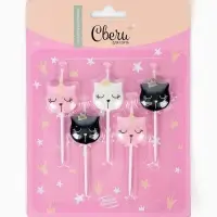 Набор свечей для торта &laquo;Котенок Принцесса&raquo;, металлик, 6 см, 5 шт