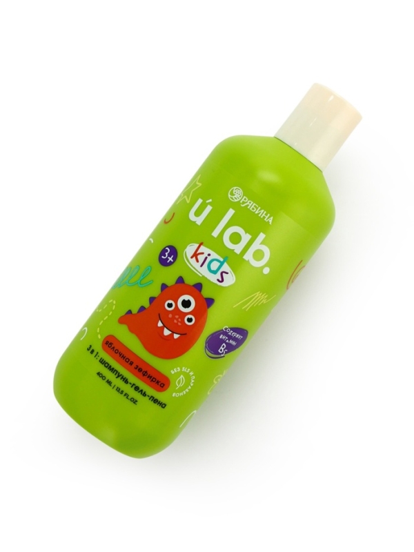 Детский шампунь-гель-пена 3в1 &laquo;Монстрики&raquo;, 400 мл, аромат сладкая яблочная зефирка, ULAB